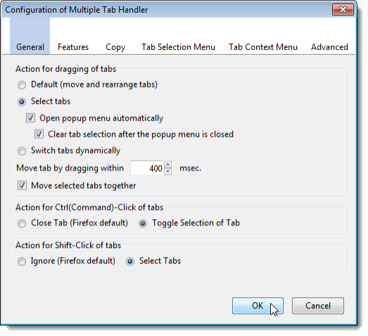 General tab on the Configuration dialog box