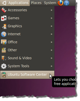 Opening the Ubuntu Software Center