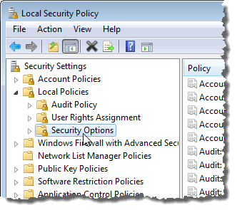 Selecting Security Options