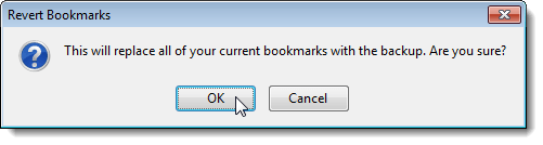 Warning about replacing current bookmarks