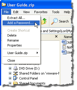 Selecting the Add a Password option