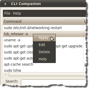 Applying a command using the context menu