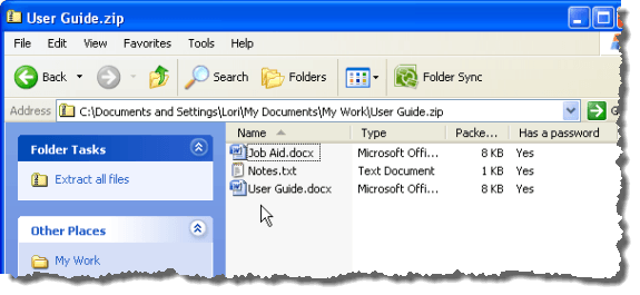 Files visible in the compressed folder