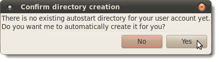 Confirm directory creation dialog box