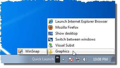 A folder on the Quick Launch Bar