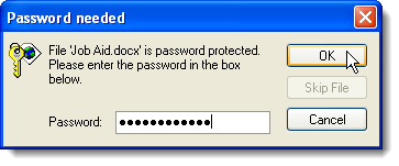 Password needed to open a file