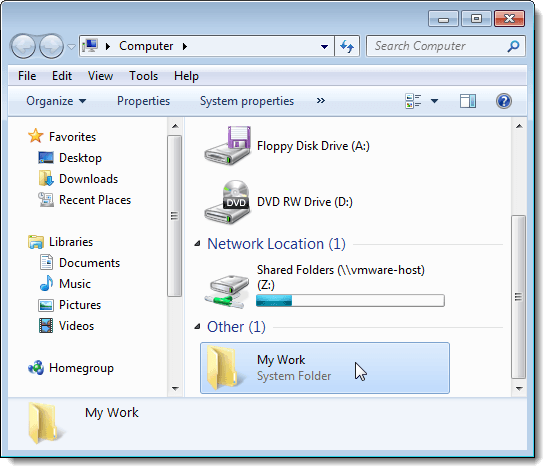 New folder in Other section of Computer