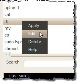 Edit option for a command