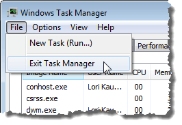 Closing the Task Manager