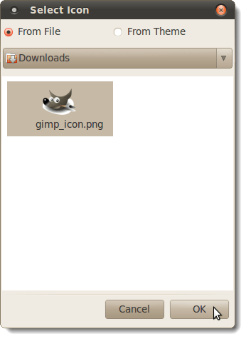 Selecting the GIMP icon