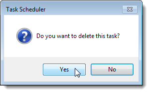 Delete task confirmation dialog box