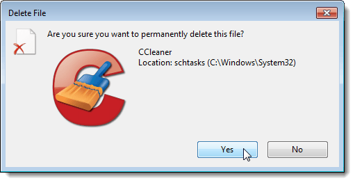 Delete File confirmation dialog box