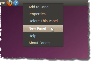 Selecting the New Panel option