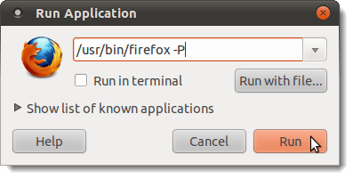 Opening the Profile Manager in Ubuntu
