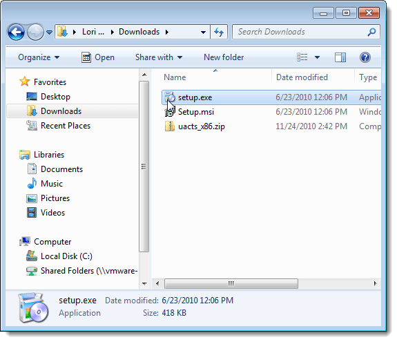 UAC Trust Shortcut installation files