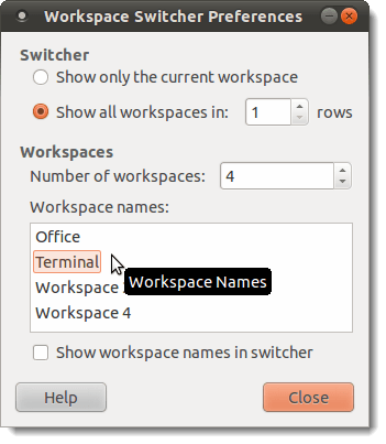 Changing the workspace names