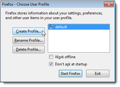 Clicking Create Profile
