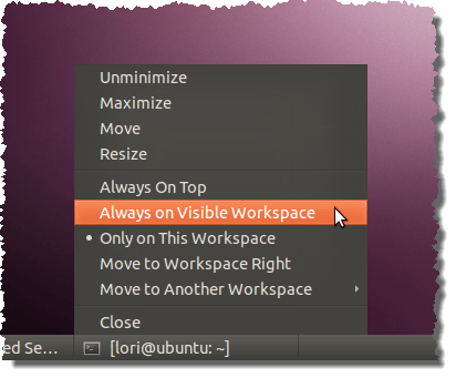 Making a program always available on the visible workspace