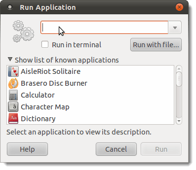 Run Application dialog box