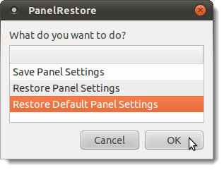 Restoring default panel settings