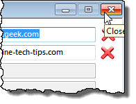 Closing the URL List dialog box