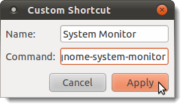 Custom Shortcut dialog box