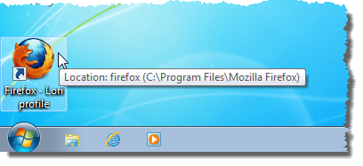 New Firefox shortcut in Windows 7