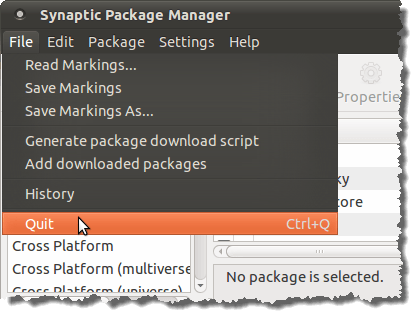 Closing Synaptic Package Manager