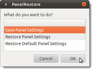 Selecting the Save Panel Settings option