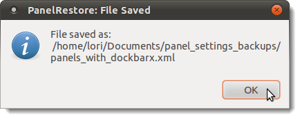 File Saved dialog box