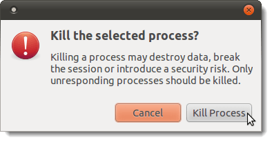 Kill Process confirmation dialog box