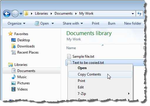 Copying contents of a text file