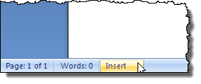 Clicking Insert on the Status bar in Word 2007