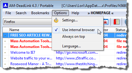 Use internal browser option