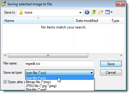 Selecting the file type