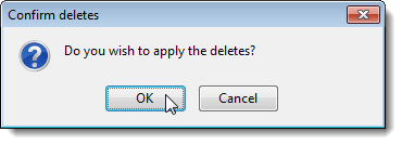 Confirm deletes dialog box