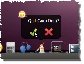 Quit Cairo-Dock confirmation dialog box