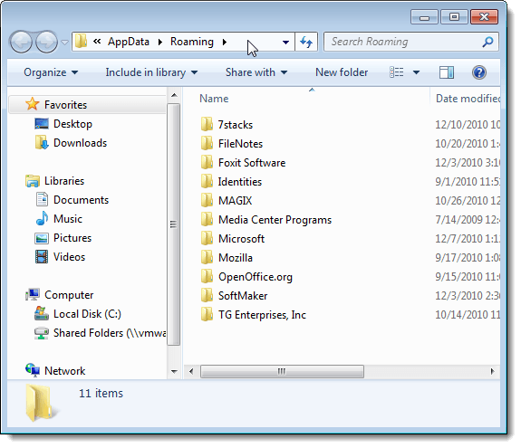 AppData folder open in Explorer