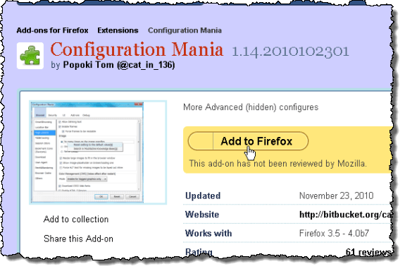 Configuration Mania installation page
