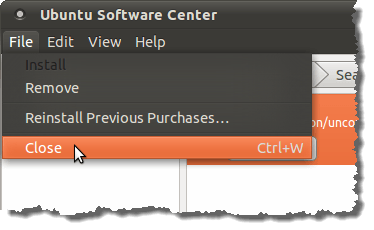 Closing the Ubuntu Software Center