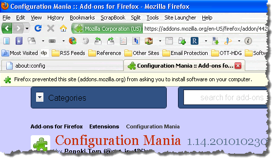 Firefox prevented installation message