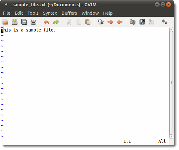 Text file open in GVim