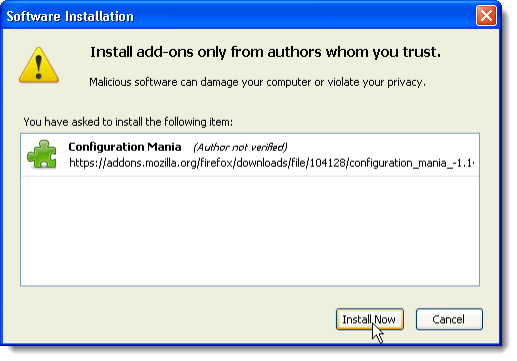 Clicking Install Now on Software Installation dialog box