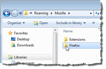 Opening the Firefox folder