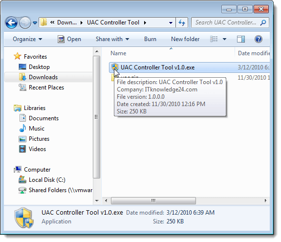 UAC Controller Tool executable file