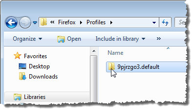 Opening the default profile folder
