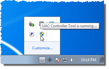 UAC Controller Tool in the system tray