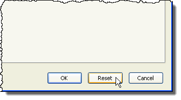 Resetting settings on the current tab