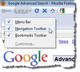 Turning off the Navigation Toolbar