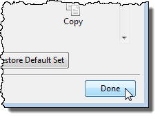 Closing the Customize Toolbar dialog box